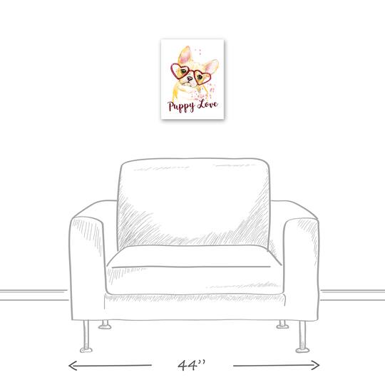 Heart Glasses Puppy Love 11" x 14" Canvas Wall Art